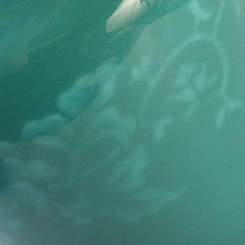 七宝焼　緑釉　花文　唐木台付　共箱　V　R9652H