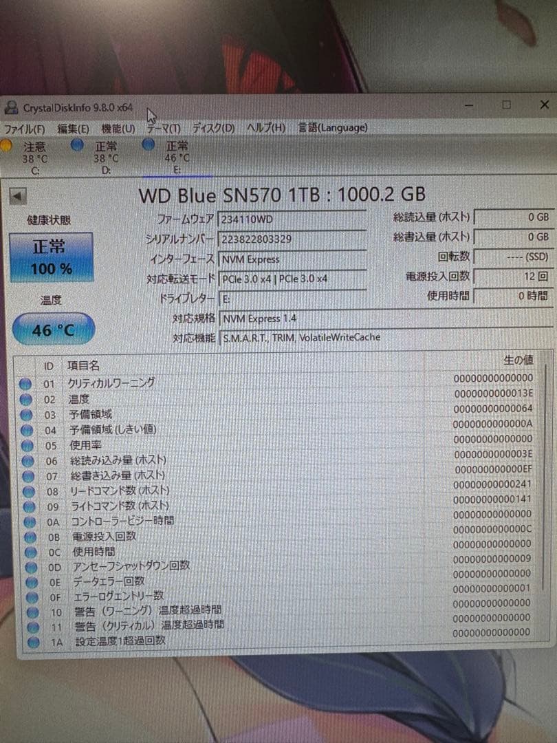 内蔵型SSD WD Blue SN 570 1TB M.2 NVMe SSD