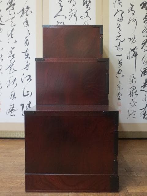 【桜木作】伝統工芸 欅材 拭き漆塗 南部鉄金具 3尺 民芸 岩谷堂箪笥 階段箪笥