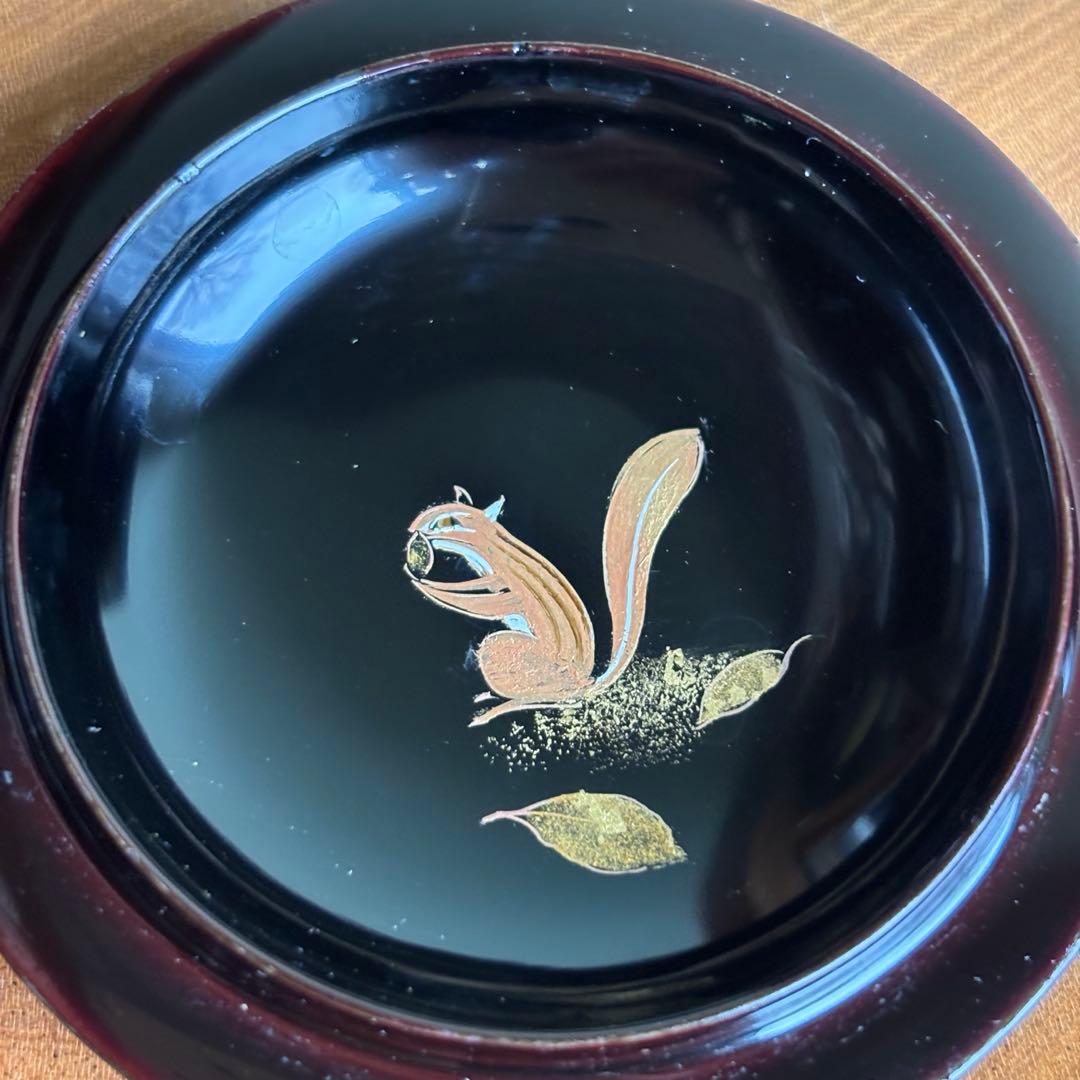 中出松峰作 拭き吹寄蒔絵 蓋裏にリス 金輪寺 共箱 茶道具 （7）