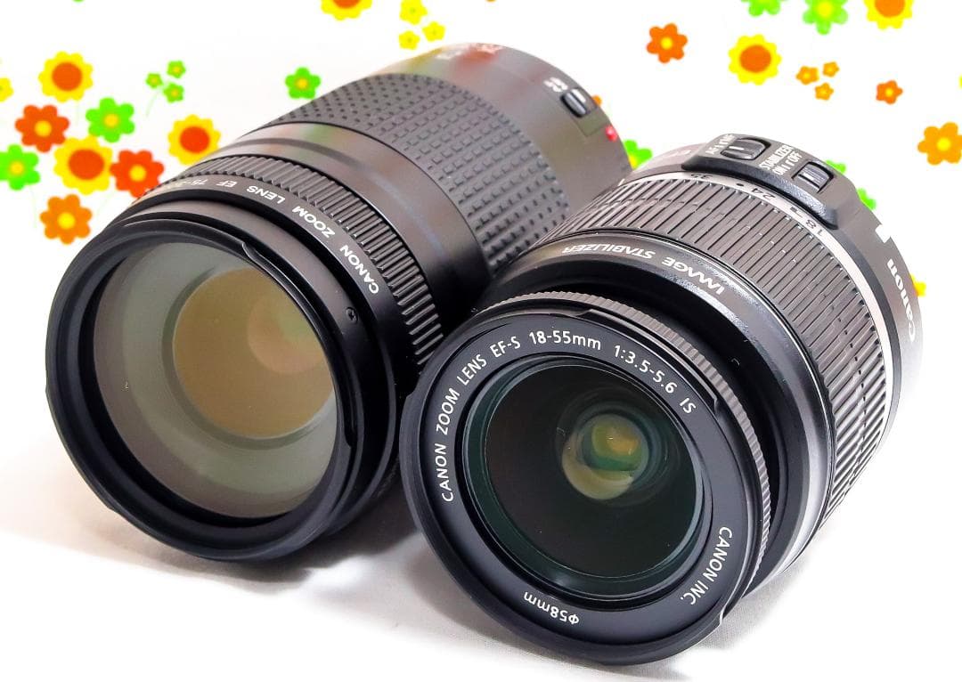Canon kiss x7☆スマホ転送♪☆超小型・軽量☆超望遠ダブルレンズ付き