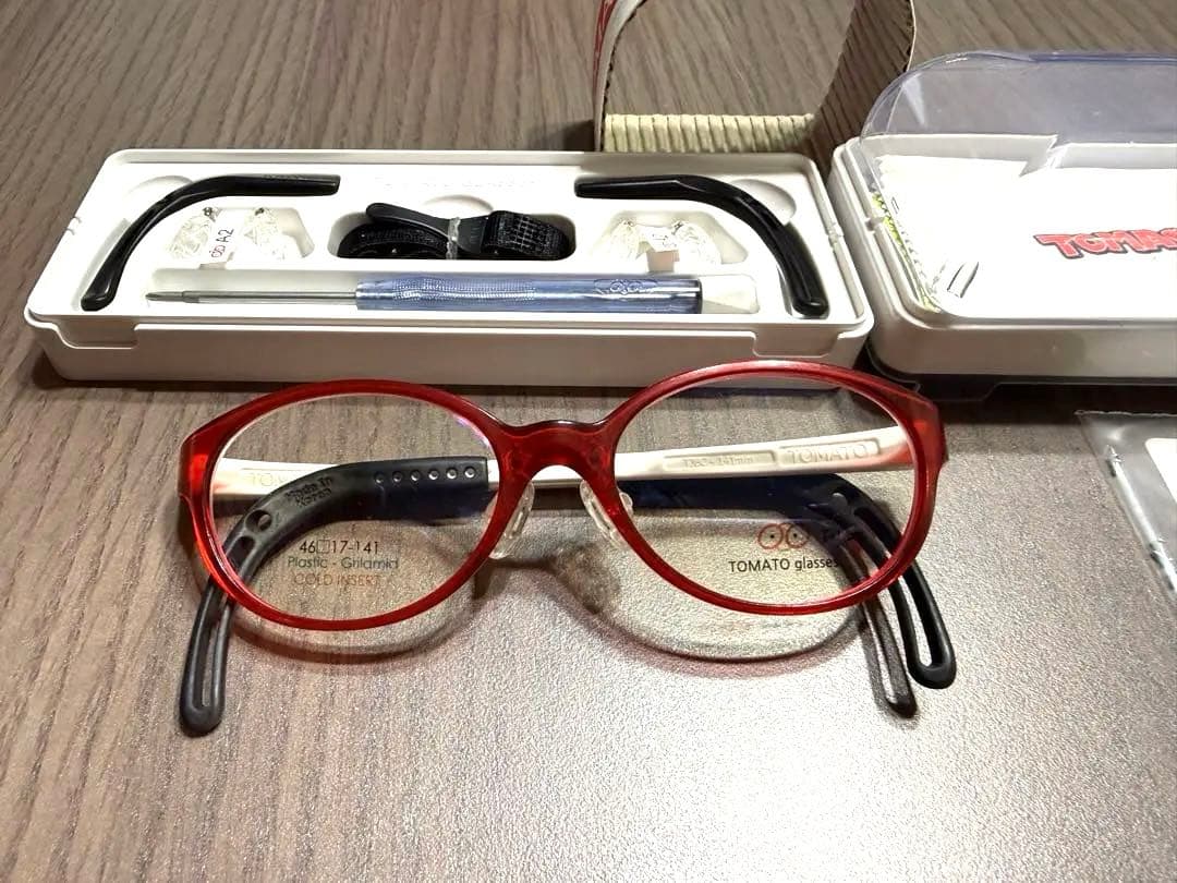 【廃盤・新品】TOMATO GLASSES TJBC9 赤×白メガネ ケース付き