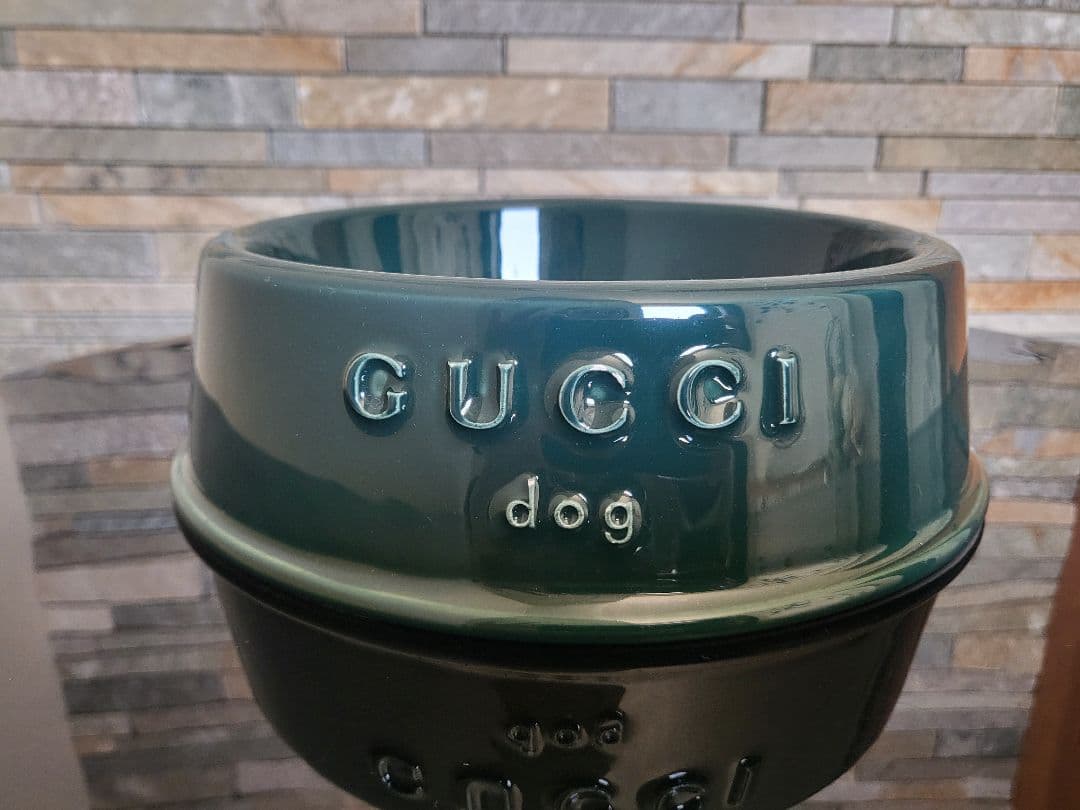 未使用GUCCI 犬用食器 グリーン 陶器