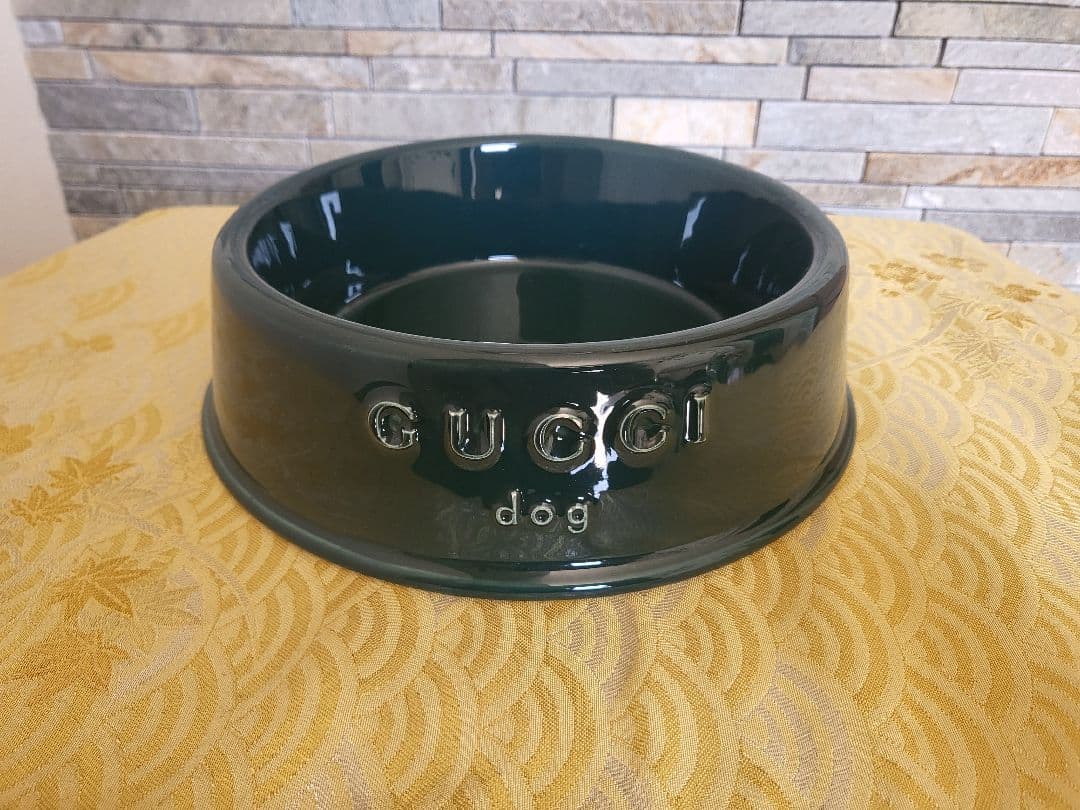 未使用GUCCI 犬用食器 グリーン 陶器