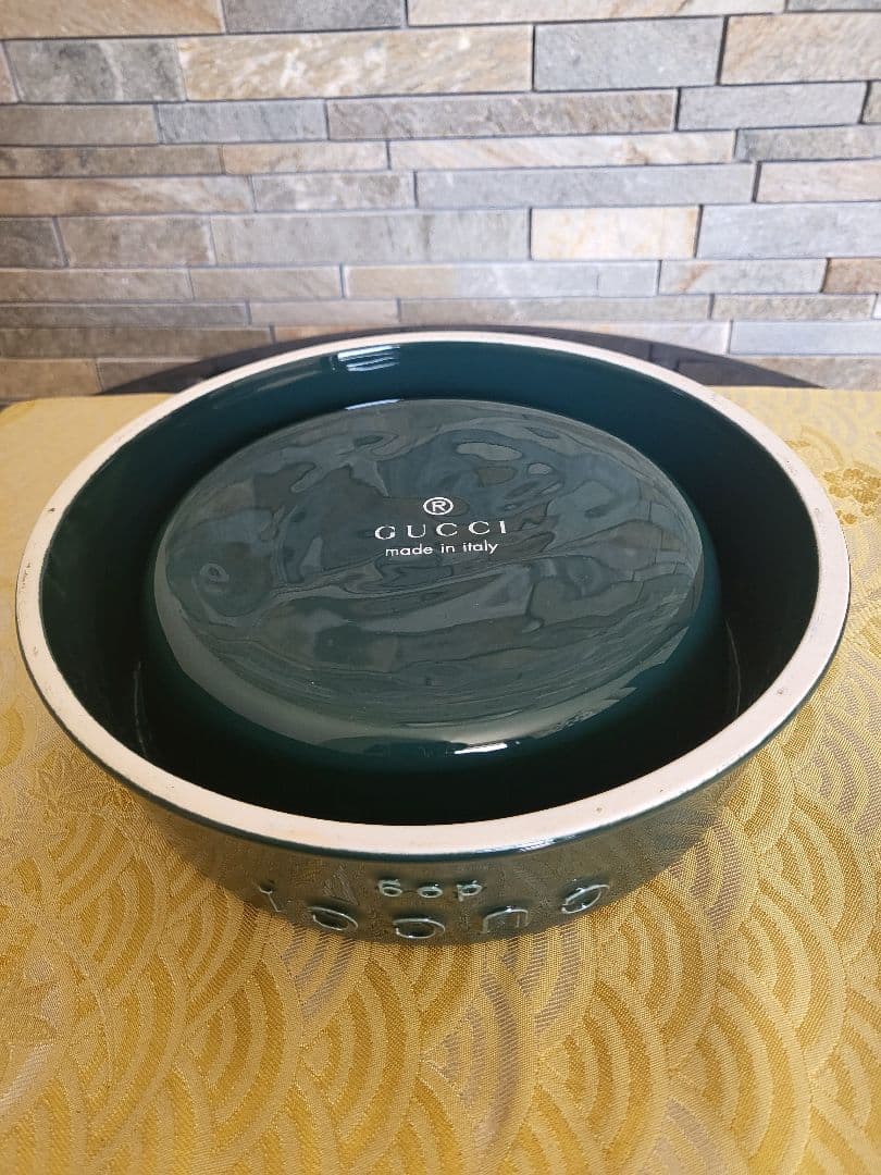 未使用GUCCI 犬用食器 グリーン 陶器