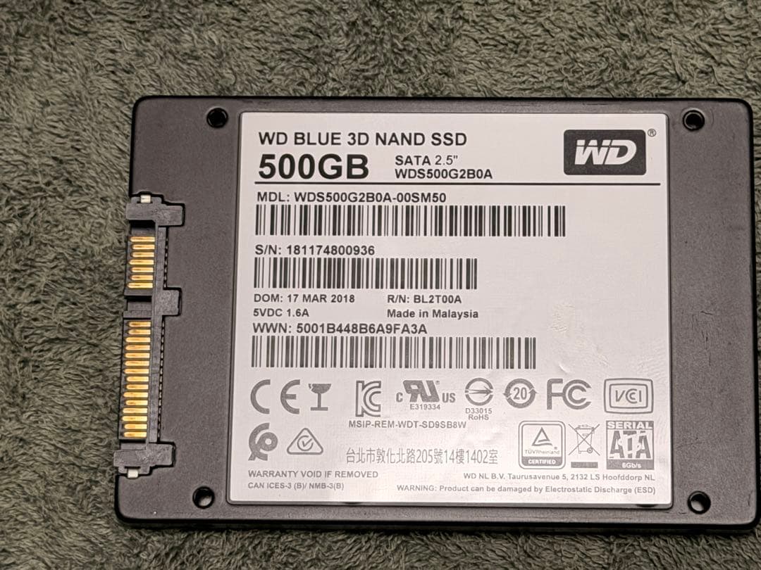 内蔵型SSD WDS500G2B0A SSD 500GB Western Digital