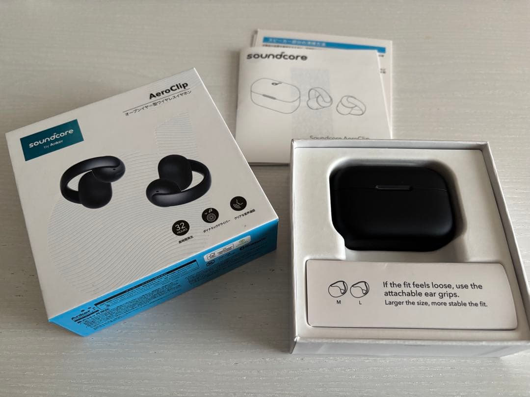 【美品】Anker soundcore AeroClip ブラック イヤーカフ