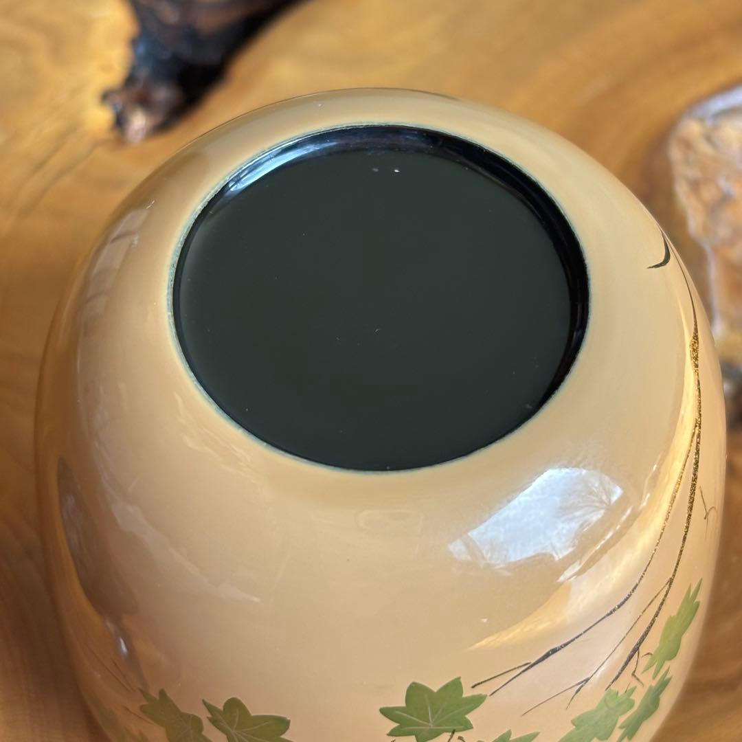 中出松峰作 「青楓」白塗 中棗 共箱 茶道具 （4.5）