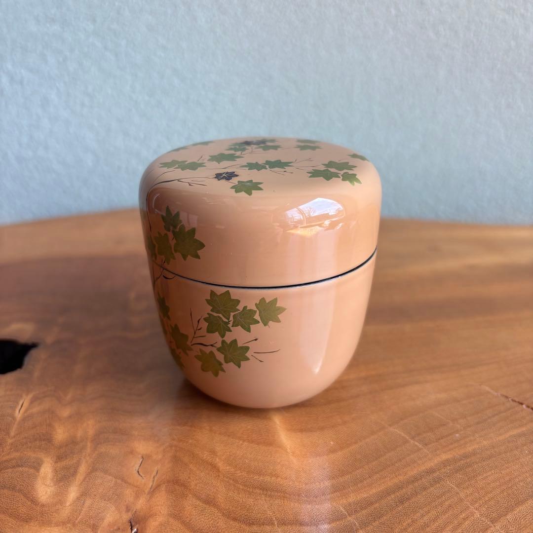 中出松峰作 「青楓」白塗 中棗 共箱 茶道具 （4.5）