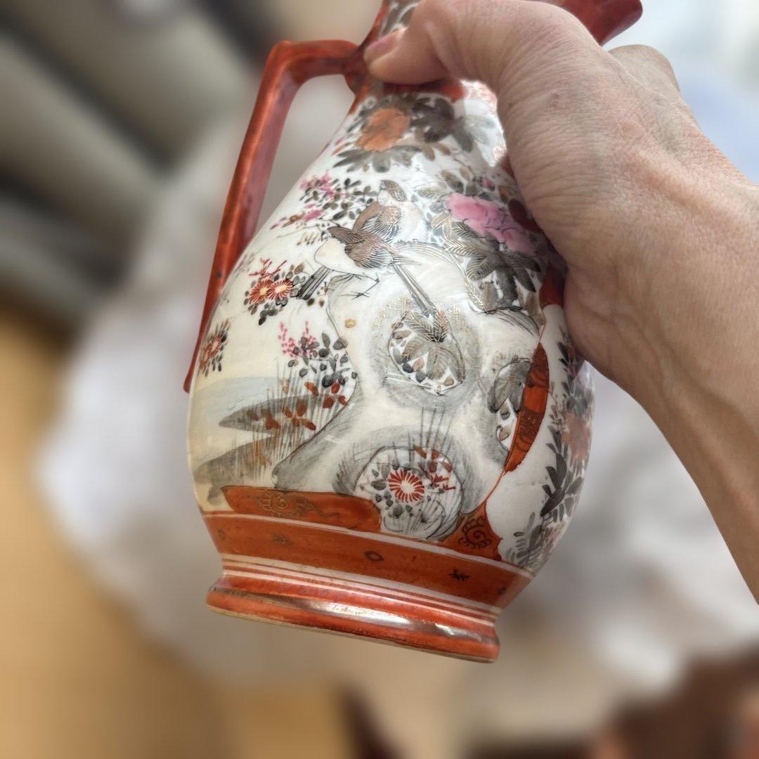 サービス出品　逸品　里帰り大ポット　九谷造　赤絵　綿密な図柄　古美術　名品