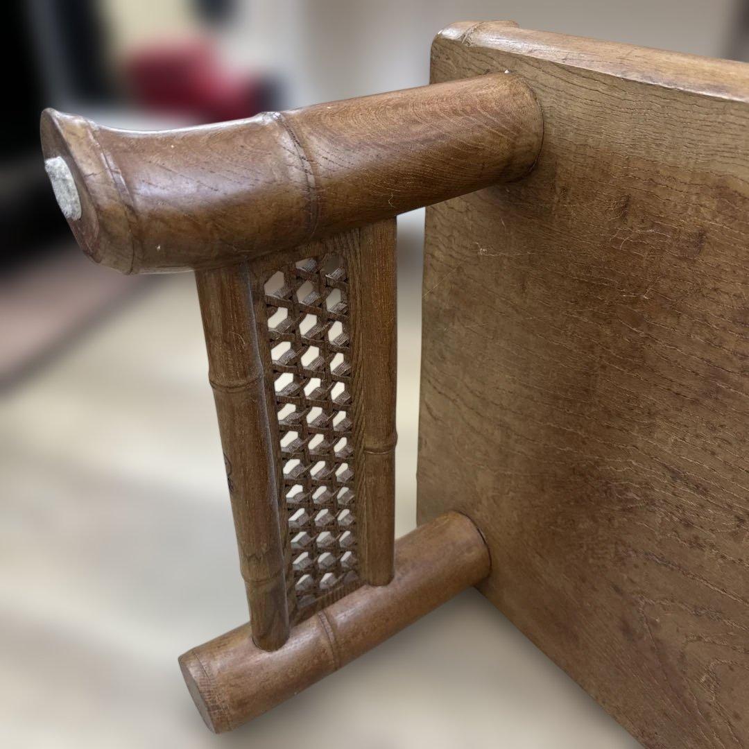 姫路名工　指市作　在銘　木製机　幅約85.5㎝　東さ8-0321☆1F