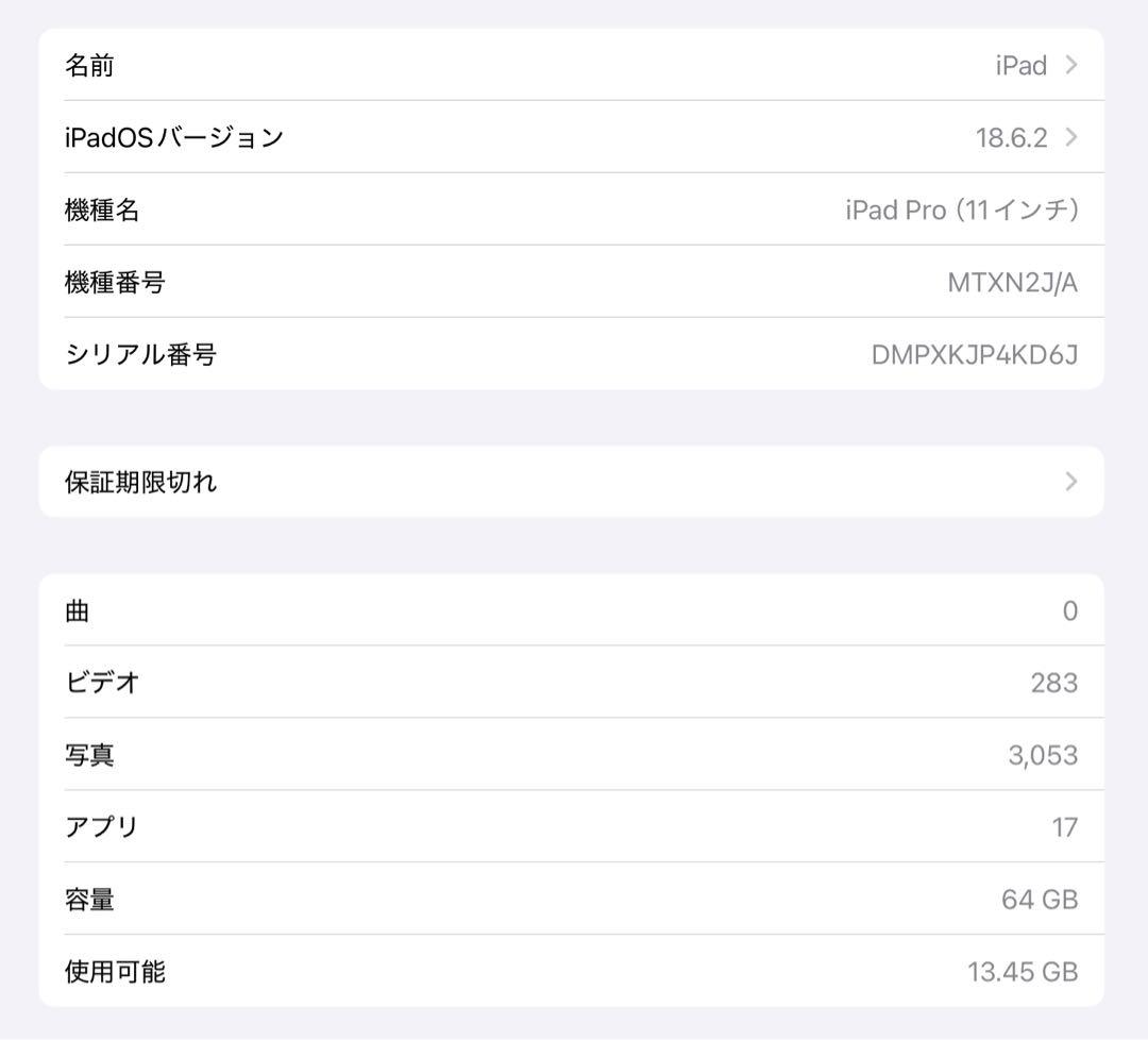 福井 iPad Pro (11インチ) 64GB