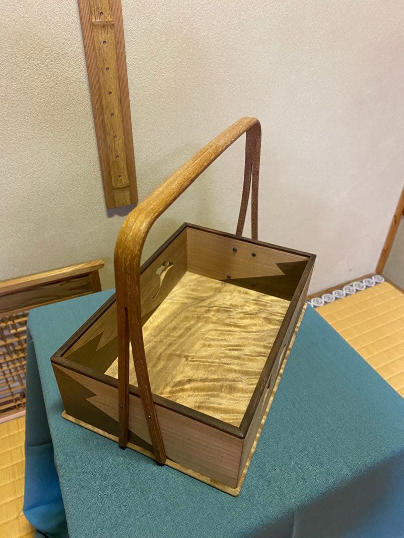 茶道具/莨盆 銀杏透 手付煙草盆 山本貞斎 造 鵬雲斎好 煙菅2本付