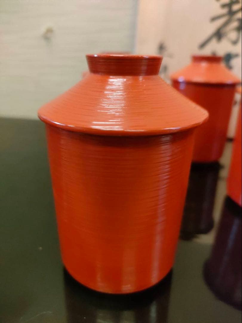 輪島塗 朱塗り 本漆塗り 箸洗い 小吸椀 五客セット 茶道具 懐石道具 未使用品