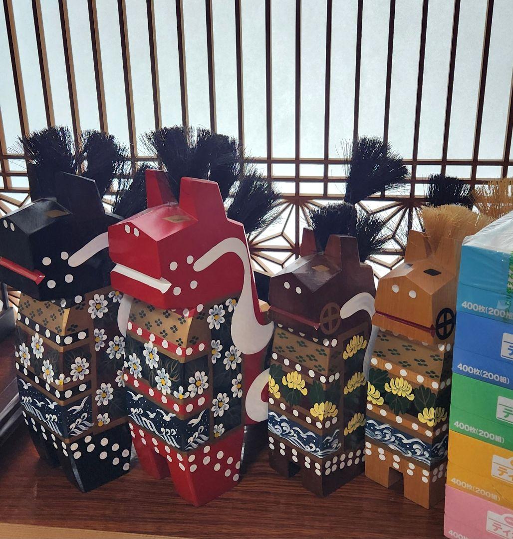 特大 希少 八幡馬赤黒午年縁起物青森県伝統工芸品高さ 34センチ 2個セット