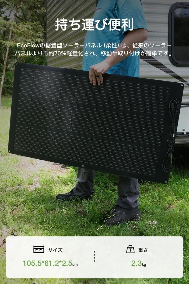 EcoFlow 100W 据置型 ソーラーパネル　 (柔性) 　５枚セット