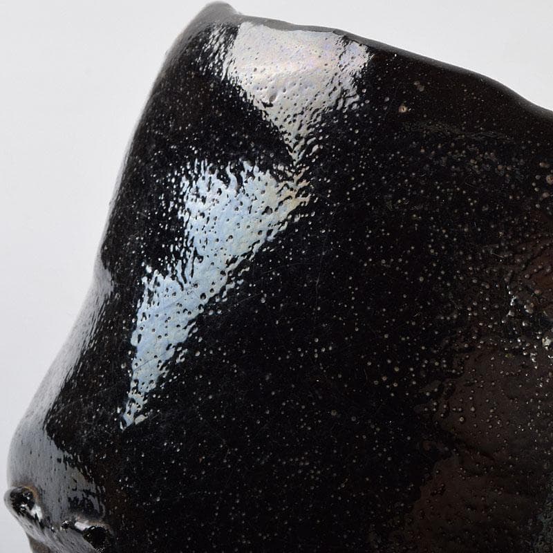 茶道具　芳幽斎　加藤石春作　黒楽茶碗　共布　共箱　M　R9604