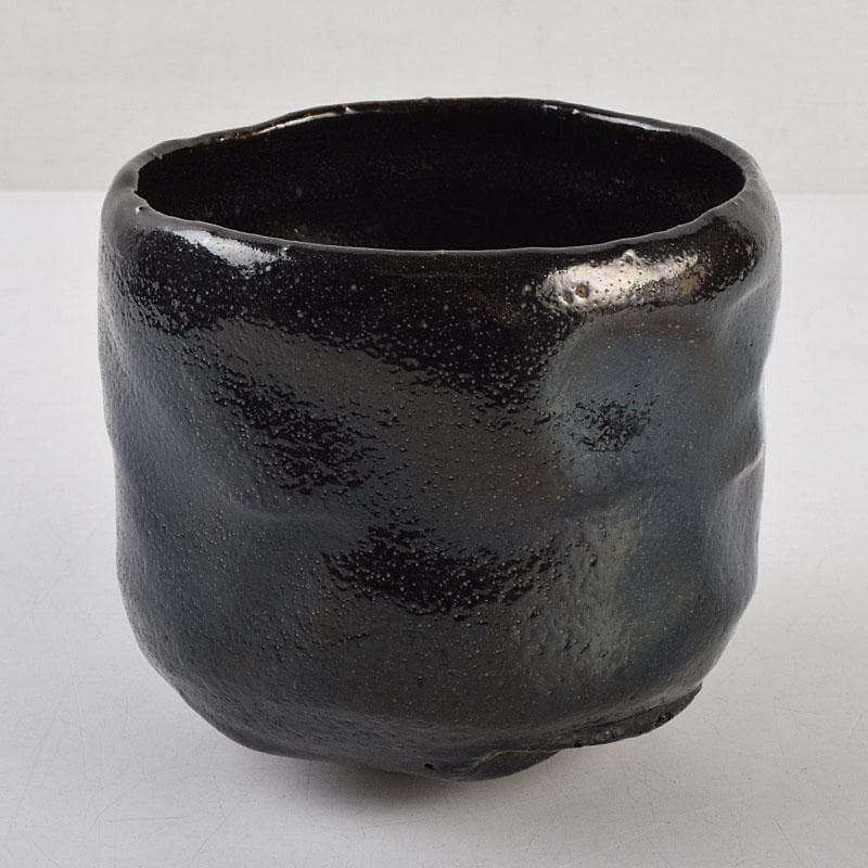 茶道具　芳幽斎　加藤石春作　黒楽茶碗　共布　共箱　M　R9604