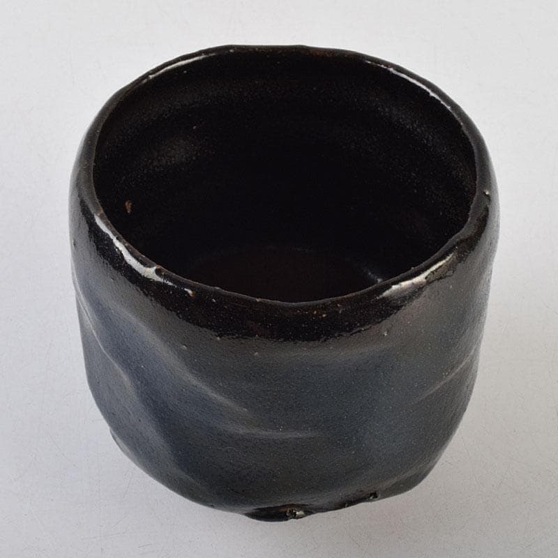 茶道具　芳幽斎　加藤石春作　黒楽茶碗　共布　共箱　M　R9604