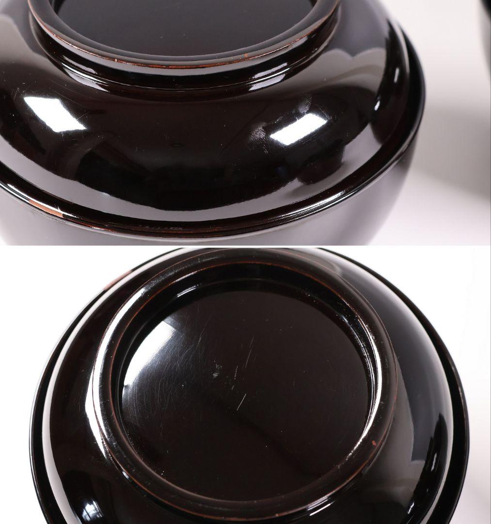 【CM441】輪島塗 天然木漆塗 粟穂鶉金蒔絵 黒塗椀 三客 鳥 漆芸 木製漆器