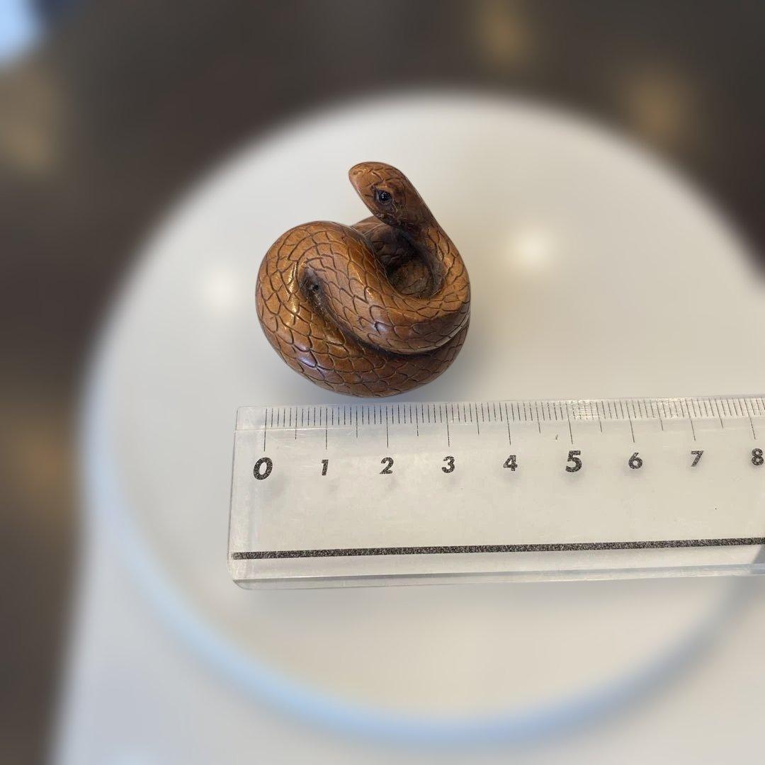 【根付け（ケージの中の蛇）】木彫 置物 古玩 工芸品