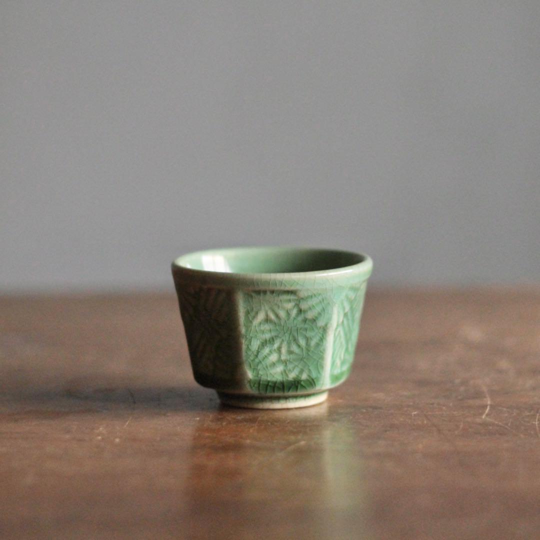 珉平焼 面取 盃 ぐい呑み No.5 煎茶碗 古道具 アンティーク