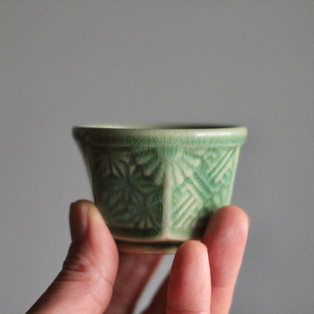 珉平焼 面取 盃 ぐい呑み No.5 煎茶碗 古道具 アンティーク