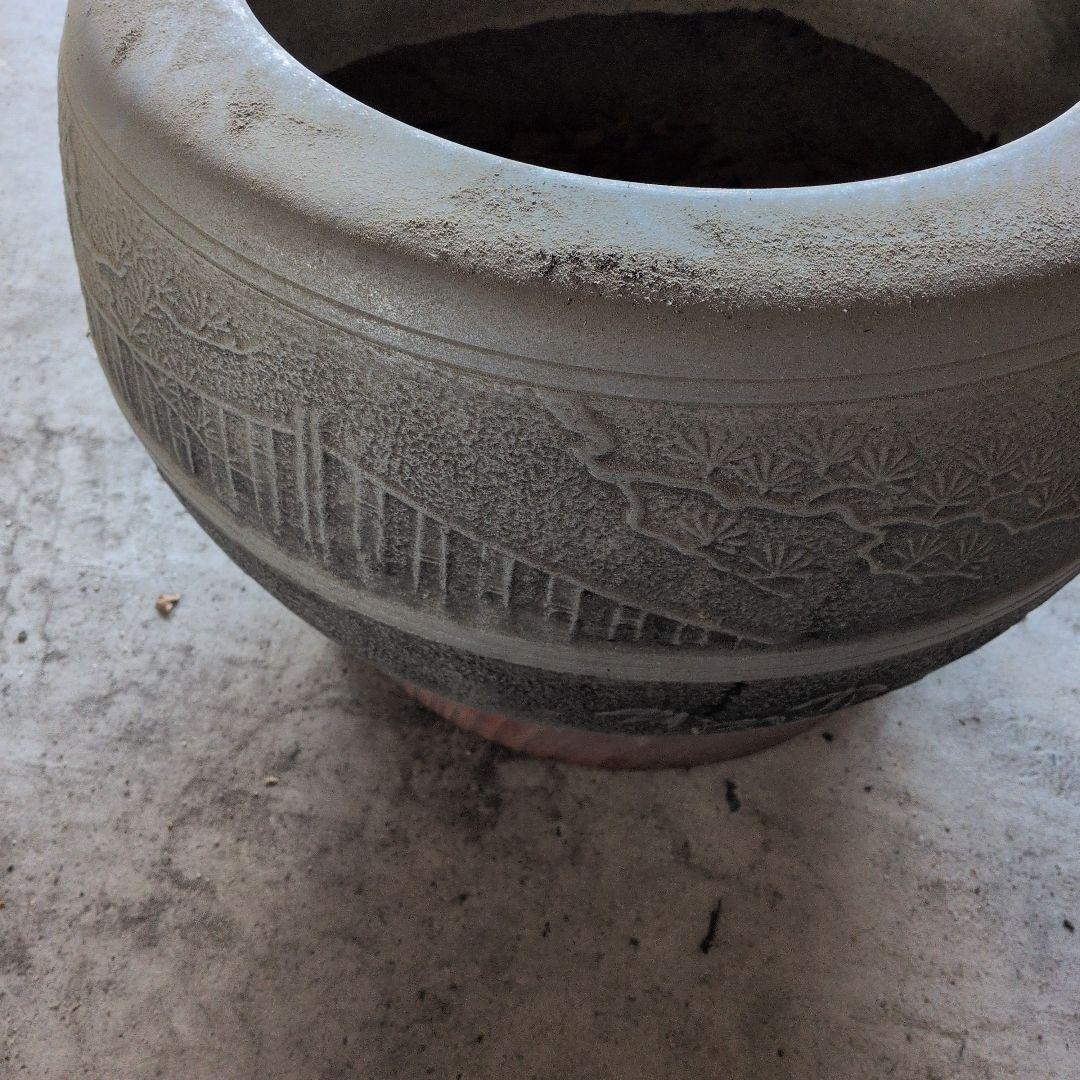 陶器製火鉢 桜と竹のデザイン