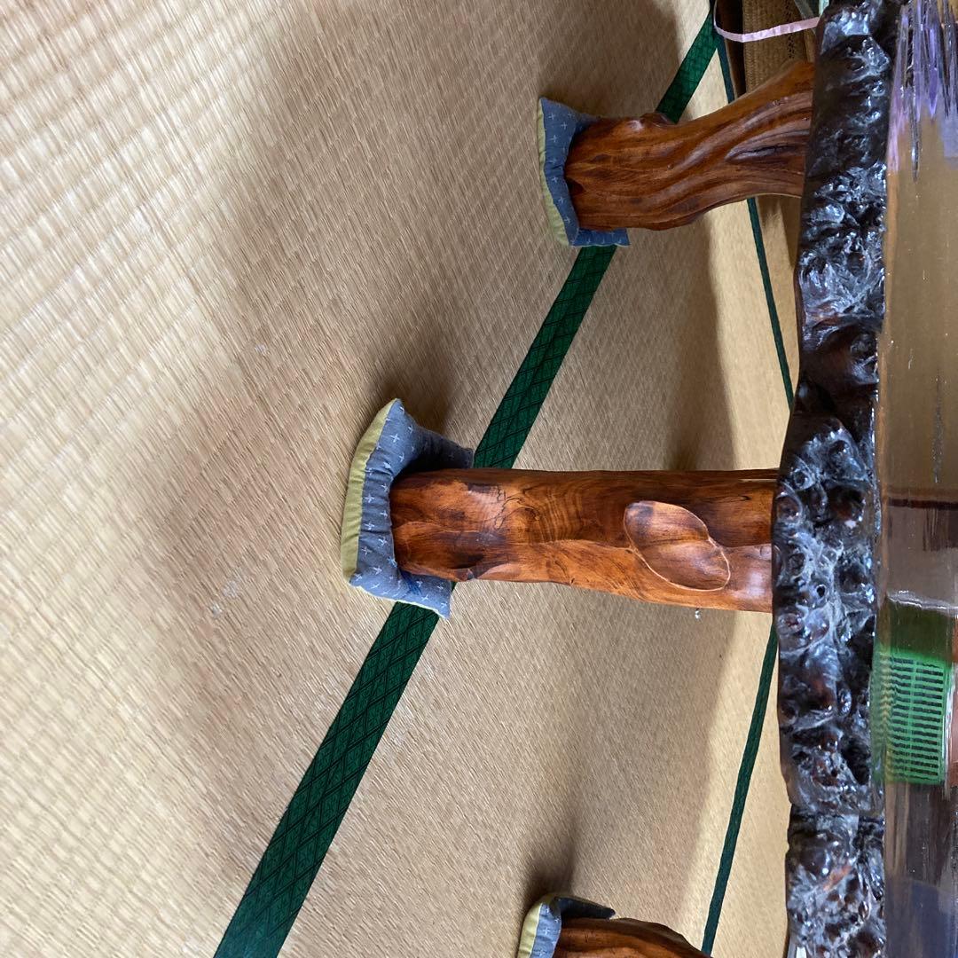 木製円形座卓 波状エッジ