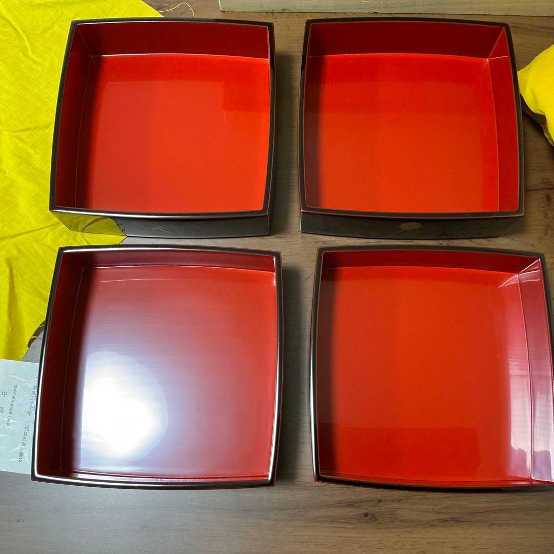 輪島塗　小重弁当　5客　中島　九香　中古　(小重・弁当箱)