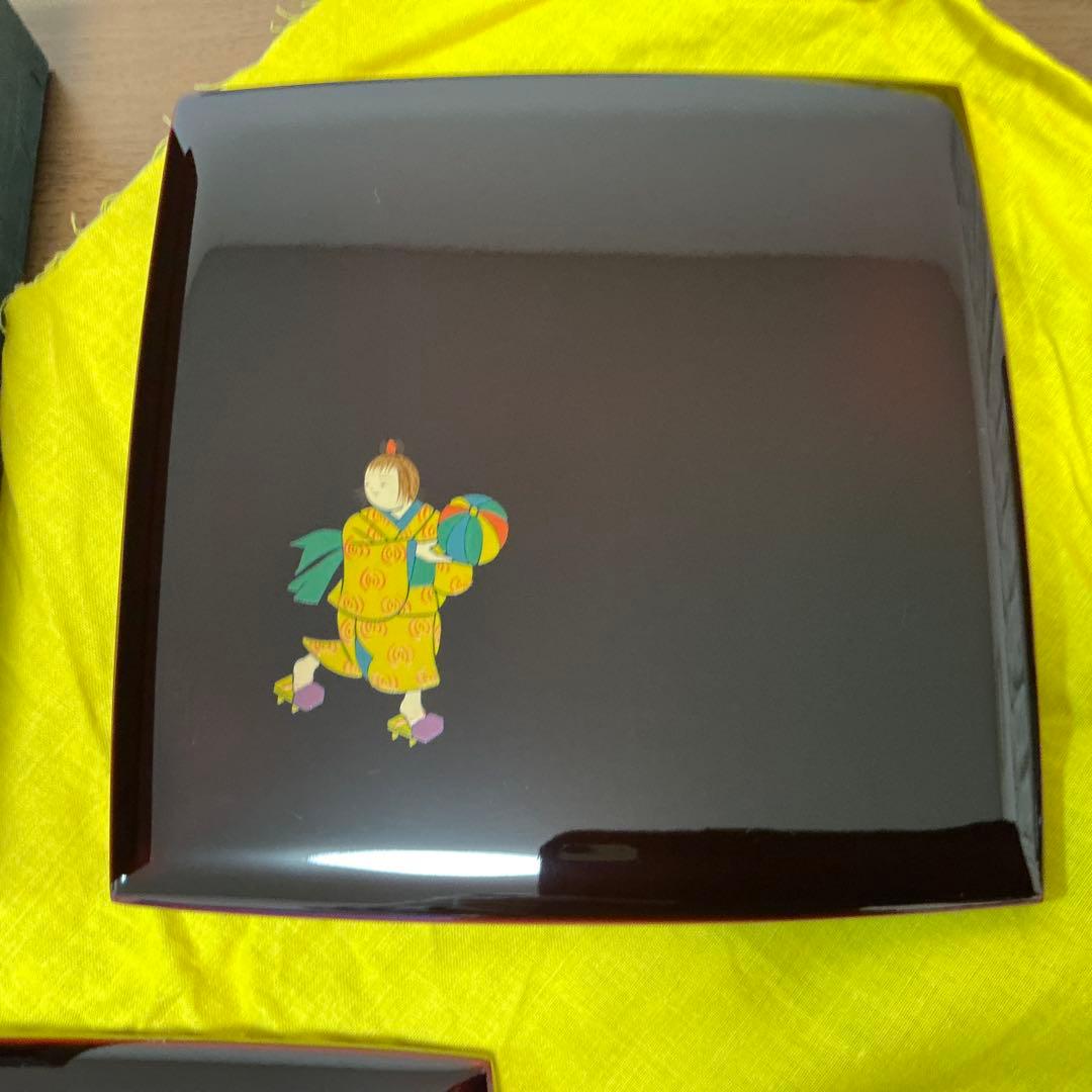 輪島塗　小重弁当　5客　中島　九香　中古　(小重・弁当箱)