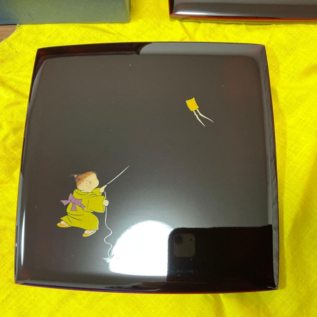 輪島塗　小重弁当　5客　中島　九香　中古　(小重・弁当箱)