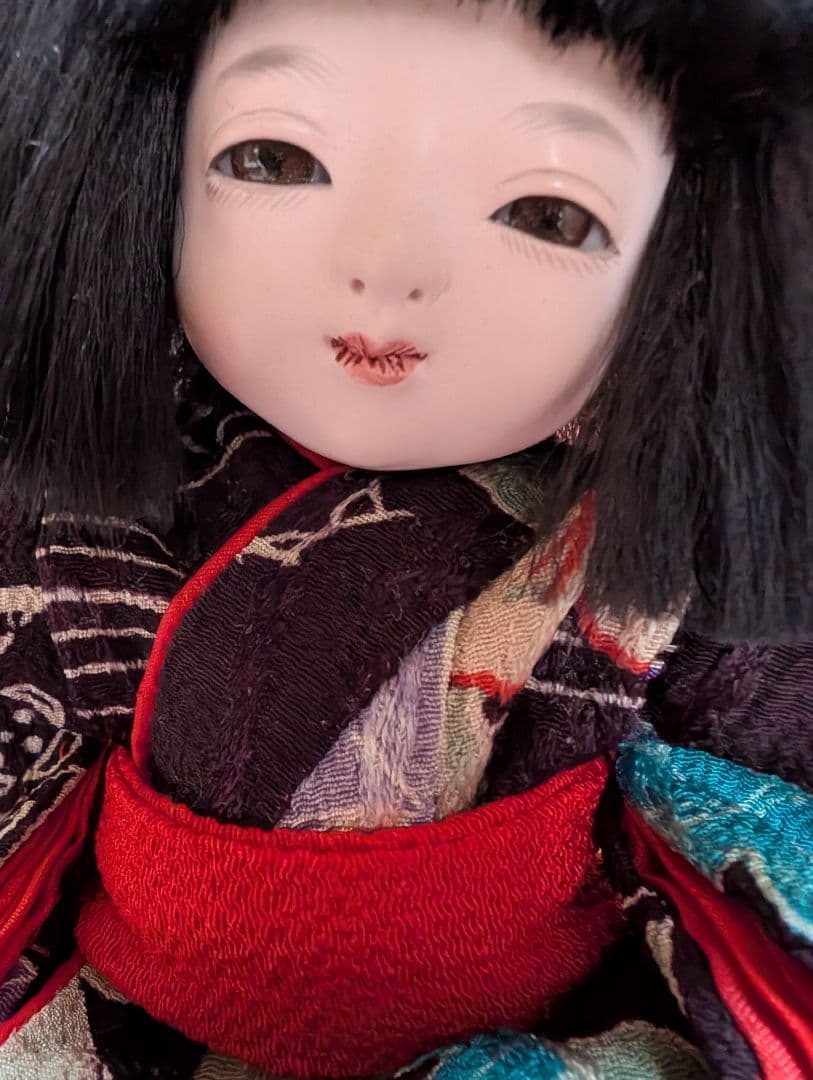 人気作家「味岡映水」 市松人形女の子 日本人形１６cm 桐塑美品 豆人形