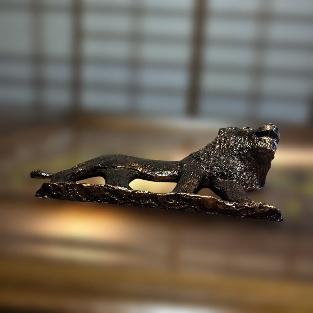 美品　銅板アート　金属製ライオン彫刻 壁掛けアート