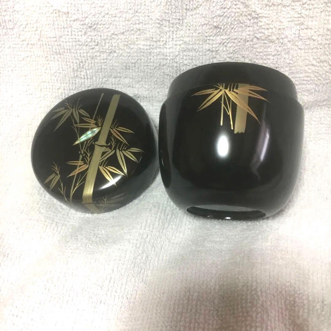 棗　竹笹蒔絵螺鈿　茶道具　茶筒