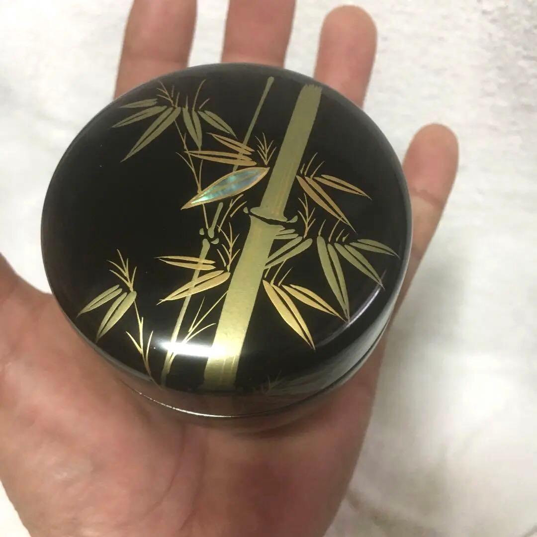 棗　竹笹蒔絵螺鈿　茶道具　茶筒