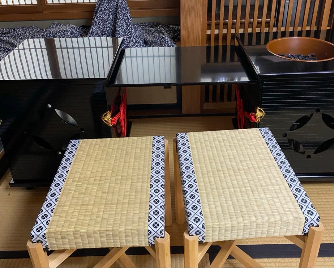 茶道具/御園棚セット②立礼棚 裏千家 淡々斎好写 丸炉 電熱器 畳み椅子×2脚