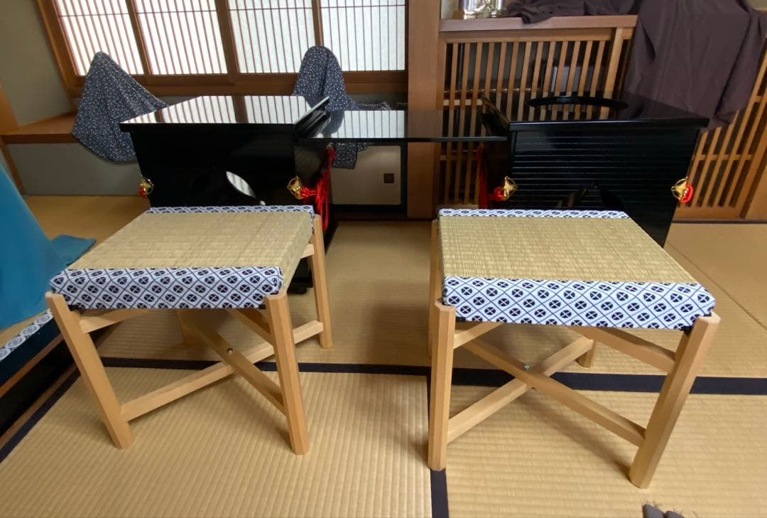 茶道具/御園棚セット②立礼棚 裏千家 淡々斎好写 丸炉 電熱器 畳み椅子×2脚