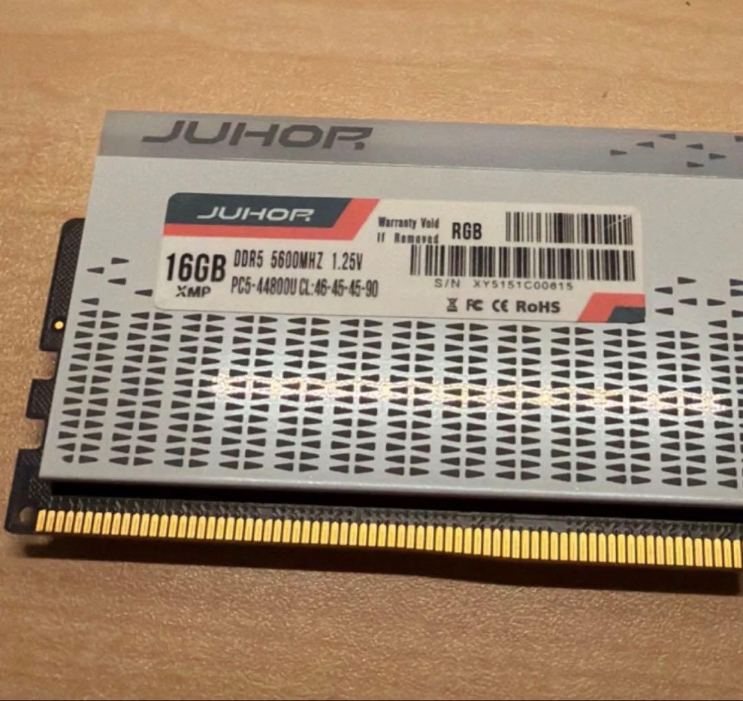 【片方故障品】JUHOR 32GB（16x2）DDR5 メモリ RGB 5600