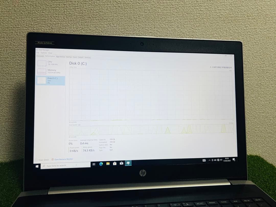 HP ノートPC 15.6インチ　i3 7020U 8GB 128GB SSD