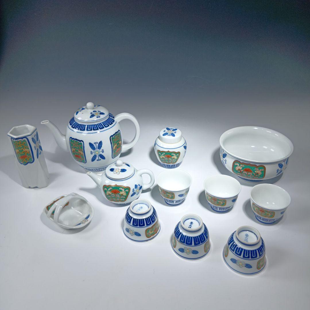 煎茶道具　有田焼　栄山作　金襴手煎茶器セット　共箱　美品