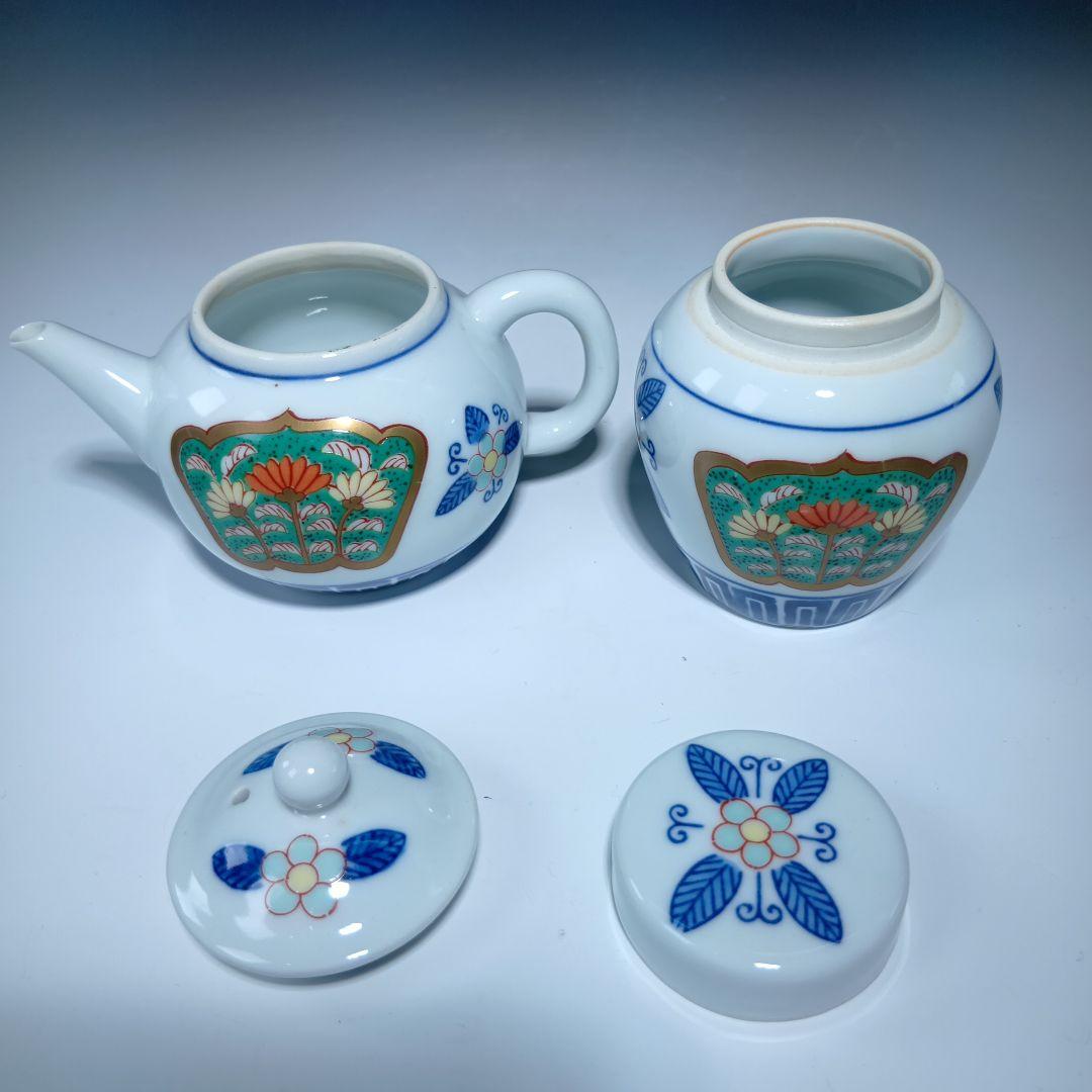 煎茶道具　有田焼　栄山作　金襴手煎茶器セット　共箱　美品