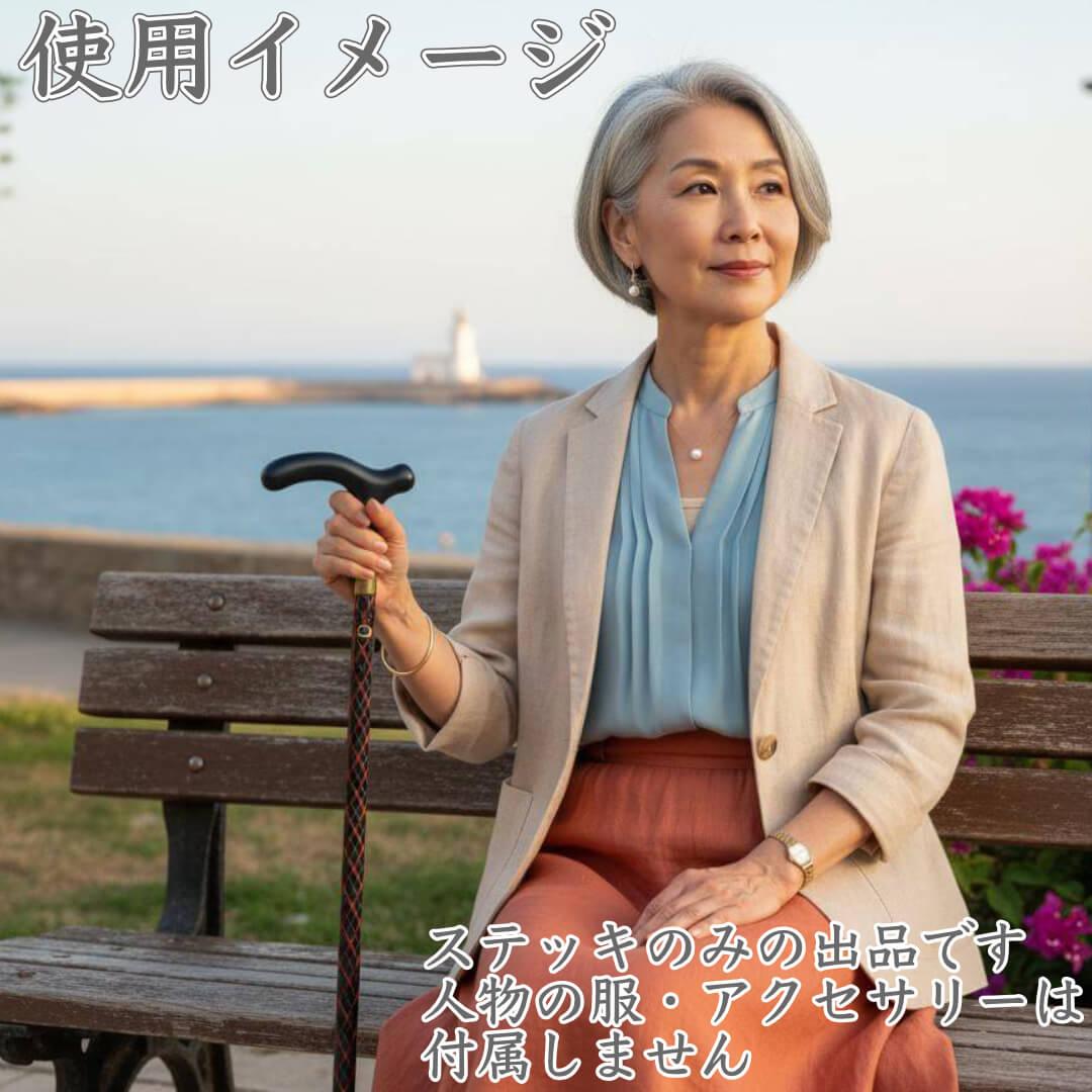 赤チェックカーボン・ストレートタイプステッキ☆チャップリン（314）