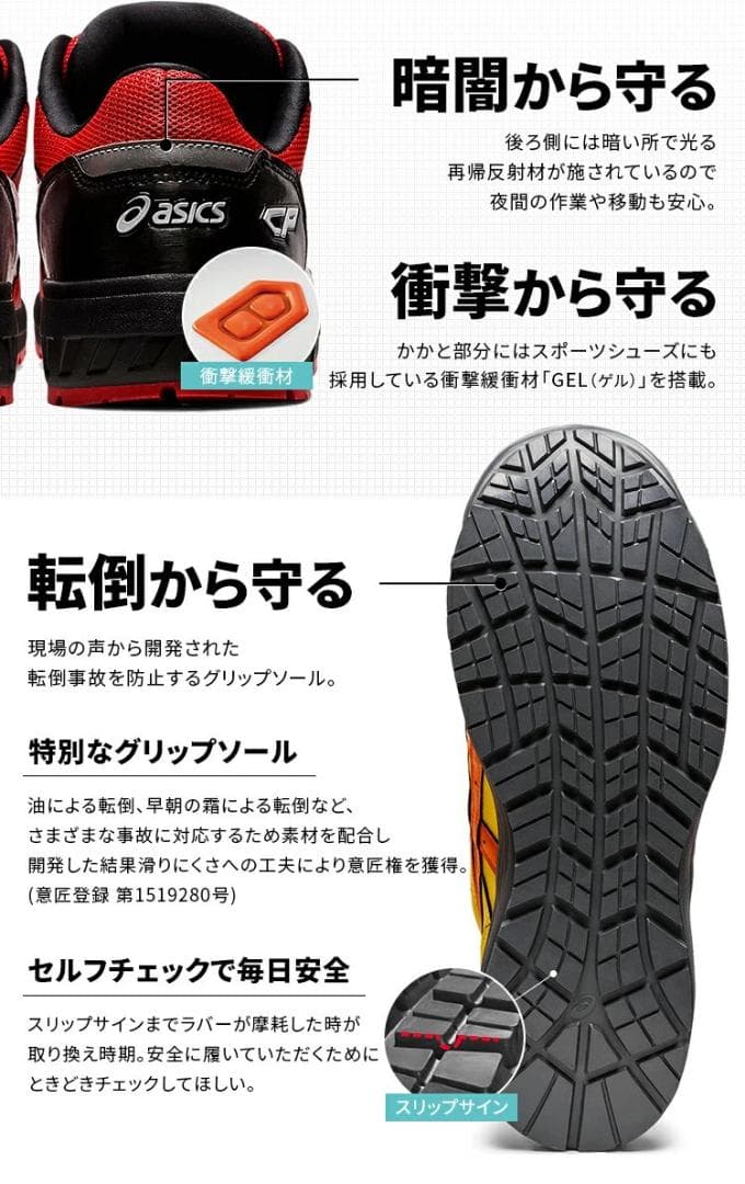 ASICS 安全靴WIN JOB CP209 BOA 25.5cm グレー