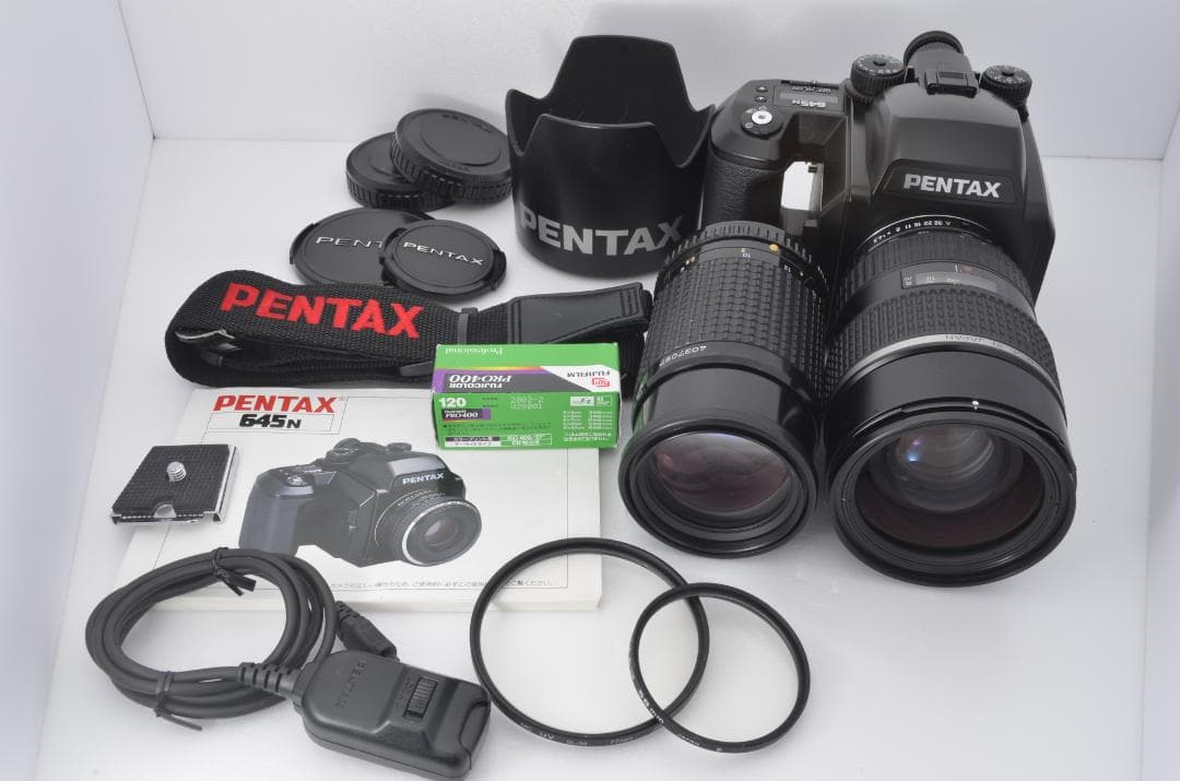 【極美品・完動品】PENTAX 645N レンズ2本、取説・その他 付属多数