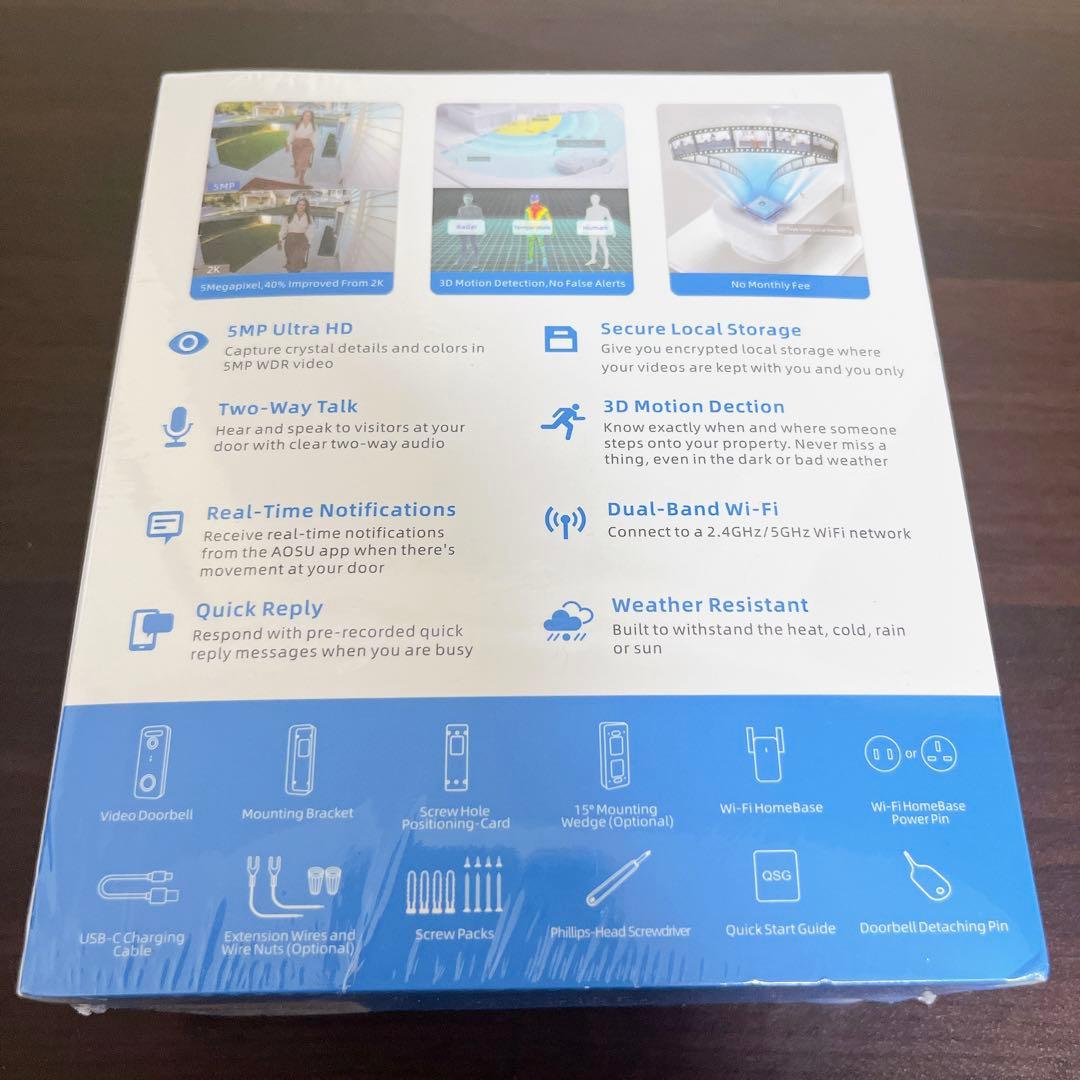 AOSU 5MP画質 インターホン ワイヤレス　未開封　美品　送料無料　即購入◎