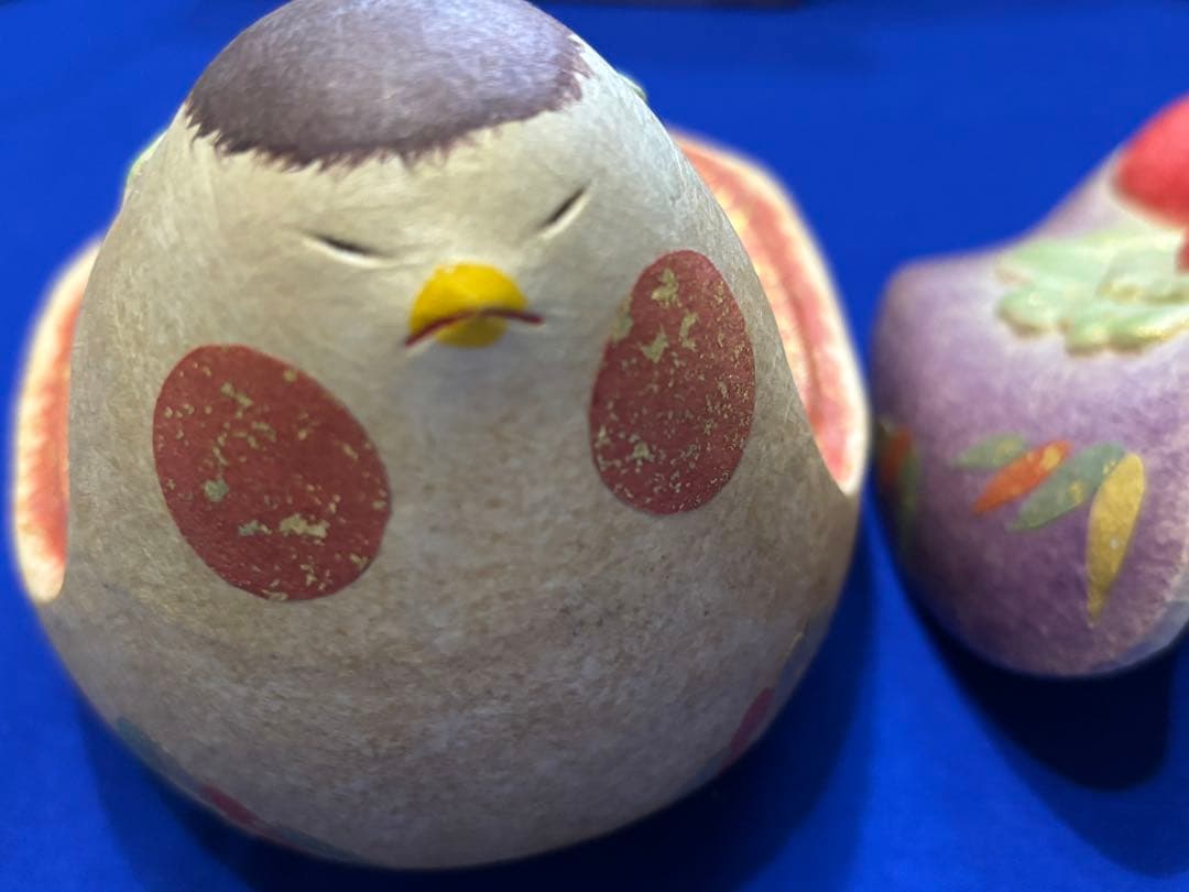 福来雀夢小筥　和紙貼彩色　小物工芸品 木箱付き　美品　創作人形　和風インテリア