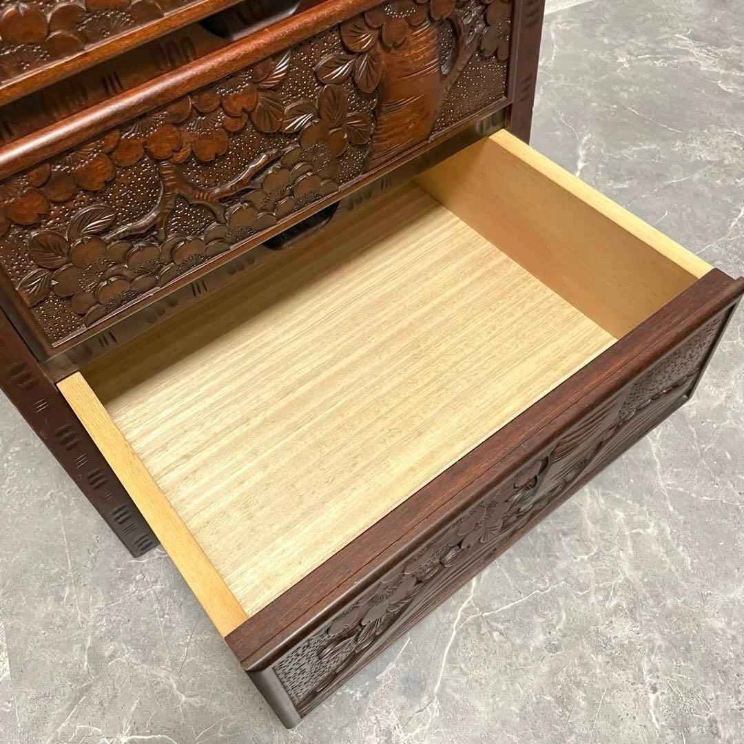 大阪屋家具店　軽井沢彫 箪笥 伝統工芸 桜彫刻　和モダン 和家具　希少