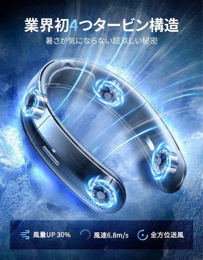 ☘️首掛け扇風機 DesertWest ネッククーラー 4つのターボファン