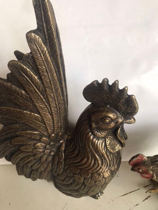 雞の置物，真鍮製，工藝美術品，重2000克